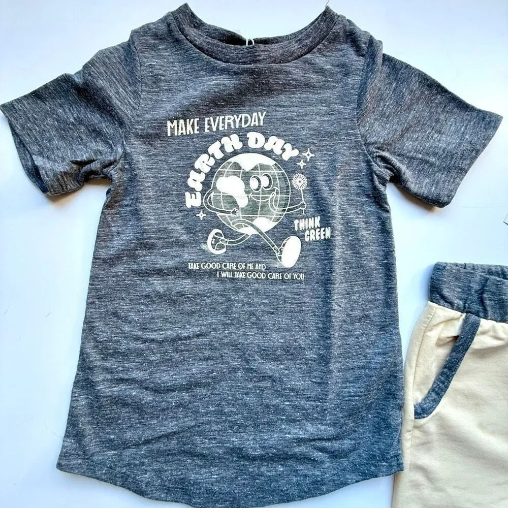 NWT Miki Miette boys' short-sleeved gray “Earth Day